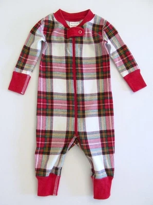 Hanna Andersson Bebé Niño/Niña Vacaciones Rojo Cuadros Cremallera Dormir 3-6 Algodón Orgánico Foto 1 de 4