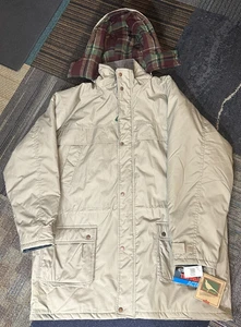 VTG Field & Stream Zip Up Parka Jacket Tan Khaki Removable Hood 3XL Tall NEW - Picture 1 of 20