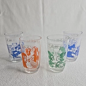 4 Vintage Swanky Swig Kid Juice Glass Tumbler Green Orange Blue Animal Prints - Picture 1 of 3