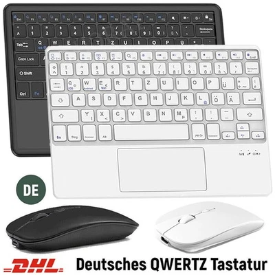 Bluetooth QWERTZ Tastatur mit Touchpad für iPad Tablet PC IOS Android Windows DE - Bild 1 von 4