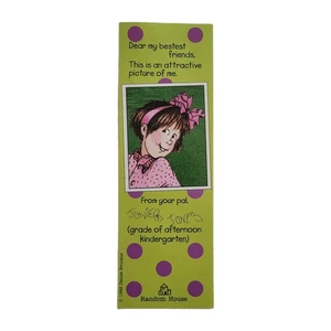 Vintage 90s Junie B. Jones Bookmark 1992 Denise Brunkus Reading List 676-76038-4 - Imagen 1 de 24