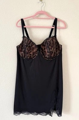 Cacique Women's Plus Size Adjustable Black Lace Slip Lingerie Size 44DD - Image 1 of 4