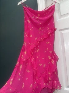 Urban Outfitters Pink & Gold Metallic Ruffle  Backless Dress BNWT £69 XL 12-14 - Picture 1 of 19