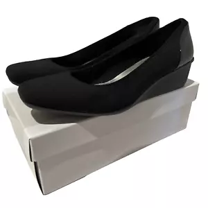 ANNE KLEIN AK SPORT Black Wedge Slip on Shoes AKWISHER Women's Size 11M W/ BOX - Picture 1 of 11