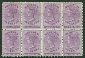 SG 48c Ceylon 1863-66. ½d mauve block of 8. Fresh mint, light crease on... - Picture 1 of 1