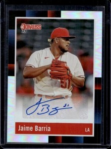 Jaime Barria Auto 2022 Panini Donruss Baseball Card Angels