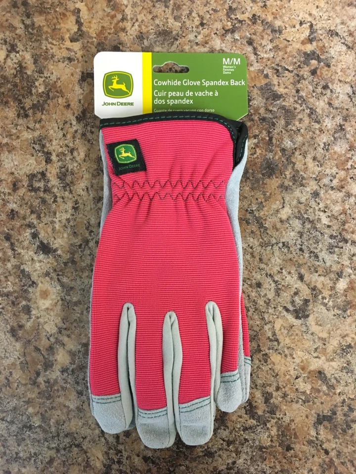 West Chester John Deere Jd00016 Split Cowhide Leather Palm Work Gloves Pink 1