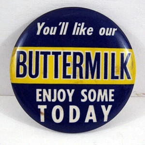 Letrero de botón de suero de leche vintage Gundlach Co Cinncinati Ohio - Imagen 1 de 1