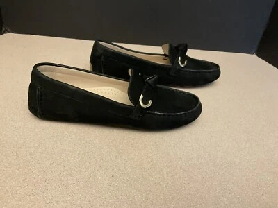 New! Womens Cole Haan Evelyn Bow Driver Black Leather Suede Loafers. Size 5B. - Image 1 of 4