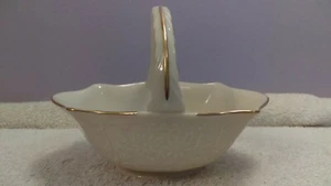 Lenox Handled Basket Embossed Wild Flowers Gold Accents - Picture 1 of 6