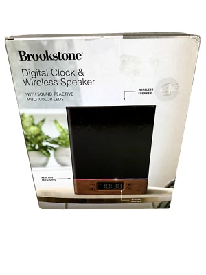 New Brookstone Digital Clock & Wireless Speaker BSARMCLKBK Unopened Sealed Box - Image 1 of 4