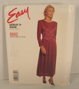 McCall's Stitch 'n Save 8882 Easy Dress w/ Mock Vest Misses' 16-22 Pattern Uncut - Picture 1 of 2