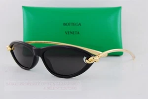 Brand New Bottega Veneta Sunglasses BV 1390/S-001 Black-Gold/Gray For Women - Picture 1 of 7