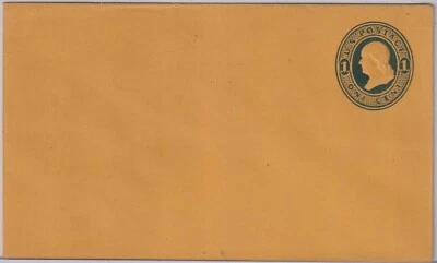 U. S. POSTAL STATIONARY; U111 1c Dark Blue ENTIRE ORANGE UNUSED - Image 1 of 2