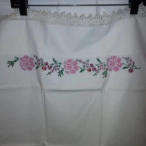 Vintage Pillow Red Flower Embroidered Case - Picture 1 of 6