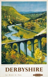 TX498 Vintage Derbyshire Travel Poster Peak District British Railway A2/A3/A4 - Picture 1 of 1