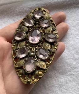 Vintage Südwest Nachlass Amethyst Blatt Details Schmuckstück verziert - Bild 1 von 9