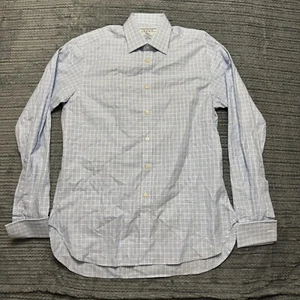 Charles Tyrwhitt Vestito Camicia Uomo 37 In Blu Bottoni Slim Fit Maniche Lunghe - Foto 1 di 7