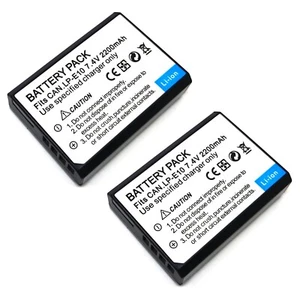2x Battery Pack For LP-E10 Canon EOS Kiss X50 X70 X80 X90 Rebel T3 T5 T6 T7 DSLR - Picture 1 of 6