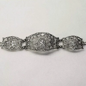 08K37 ANCIEN BRACELET FEMME EN ARGENT MASSIF BLASON SOUVENIR DES FLANDRES - Photo 1 sur 12