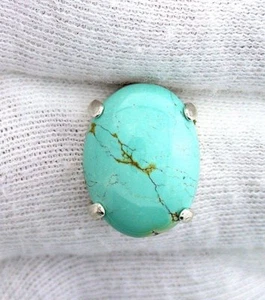 Sterling Silver Oval 16x12 Arizona Spiderweb Turquoise Cab Gemstone Gem Tie Tack - Picture 1 of 2