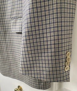 Daniel Cremieux Loro Piana Italian Wool Blazer 42R Sport Coat Navy Tan Check - Picture 1 of 15