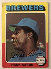 1975 Topps Hank Aaron Baseball Card #660 Brewers HOF Low-Grade