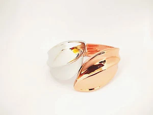 Beauty Simple Two-Tone Metal Bypass Design Hinge Bangle Fashion Bracelet - Picture 1 of 3