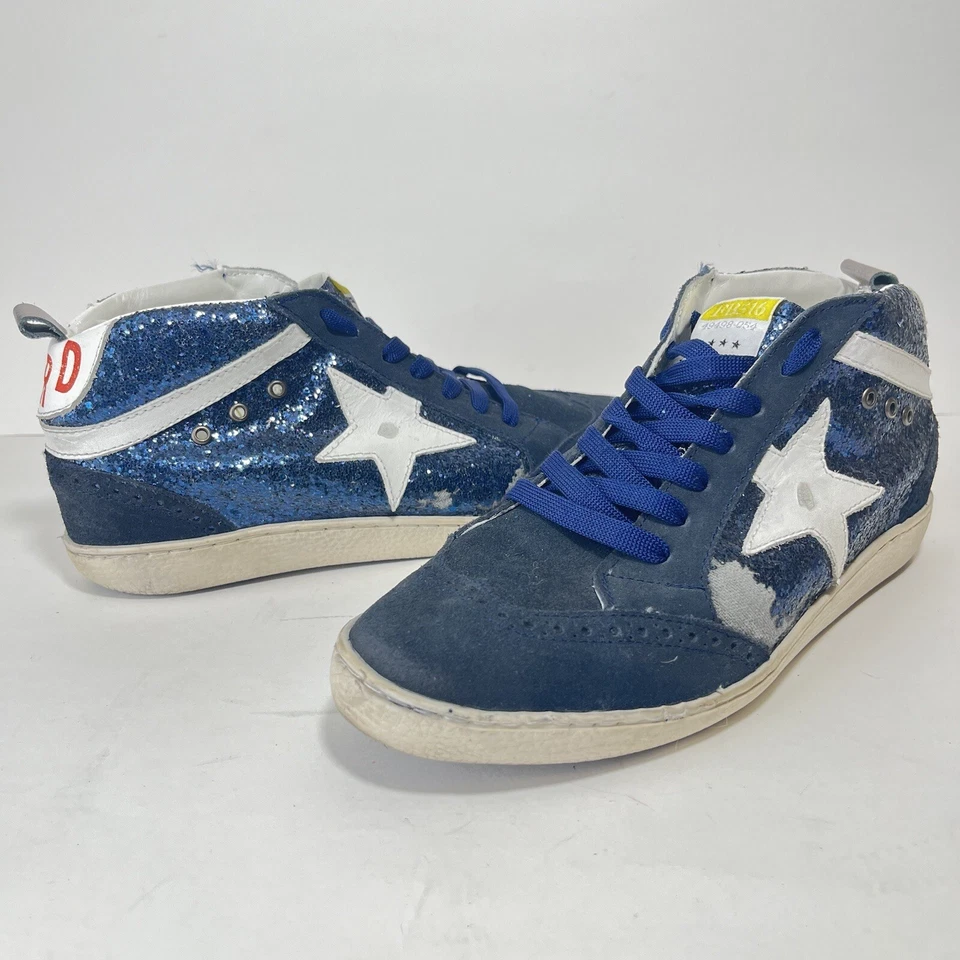 Freebird By Steven Womens Size 10 Blue Sequin High Top Shoes FB516 Star - Imagem 1 de 4