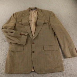 VTG Gun Check Jacket L LT Beige Houndstooth 100% Wool Blazer Made in USA 44L - Picture 1 of 18