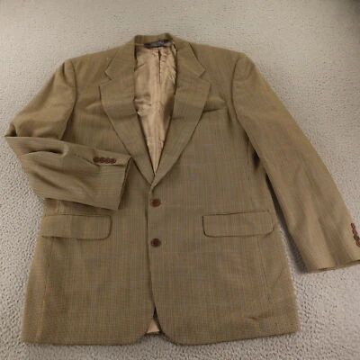 Chaqueta Blazer De Colección Gun Check L LT Beige Pata de Gallo 100% Lana Hecha en EE. UU. 44L Foto 1 de 4