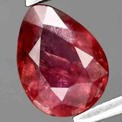 0.75 Ct Natural Orangish-Red Ruby Mozambique Heated Pear Shape Loose Gemstone - Image 1 of 2