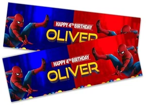 x2 Personalisierte Geburtstagsbanner Spiderman Kinder Party Deko Poster 3 - Bild 1 von 4