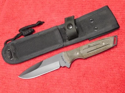 Cuchillo de hoja fija raro descontinuado EE. UU. Ka-Bar 1442 EAGLE COMBAT D-2 Micarta Foto 1 de 4