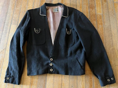50’s VTG California Black/White Piping Seersucker Western Rockstar Jacket 1 of 1 - Image 1 of 4