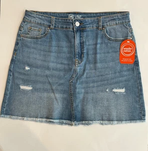 Wonder Nation Destructed Medium Blue Denim Skirt Pockets Girls XXL 18 NWT NEW - Picture 1 of 13
