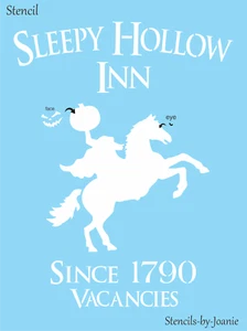 STENCIL Sleepy Hollow Inn Halloween Headless Horseman Pumpkin Since 1790 Signs - Picture 1 of 9