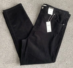 NEW M&S Ladies Black Corduroy Straight Leg Trousers Sizes 24 Short & 24 Long - Picture 1 of 3