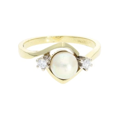 Second Hand Ring Gold 585 mit Perle und Diamant, getragen - Bild 1 von 3