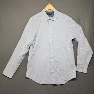 Banana Republic Shirt Mens Medium Stretch Soft Wash Slim Fit Blue Geometric - Image 1 of 4