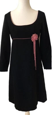 Vestido Vintage 1960’s 1970’s Empire Negro Rosa Caliente 32 Foto 1 de 4