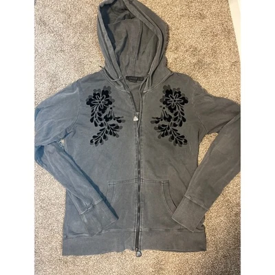 Sudadera con Capucha VERTIGO Para Mujer Gris Floral Cremallera Completa Talla L Foto 1 de 3