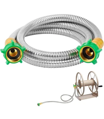 5FT Short Garden Hose with Female to Female Connector, Metal Leader Hose for  - Image 1 of 4
