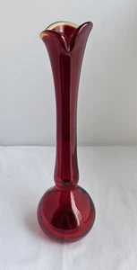 MCM Viking Glass Ruby Red Swung Bud Vase - Picture 1 of 9