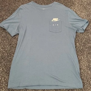 Nike Air T-Shirt Tee Men's Size Medium Short Sleeve Swoosh Graphic Print Blue - Picture 1 of 3