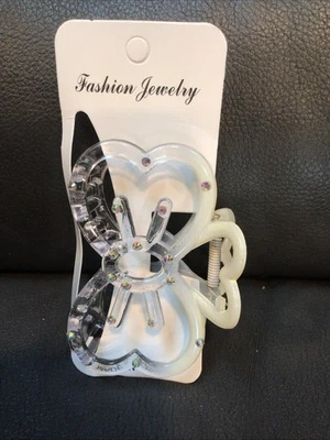 Pinza de pelo con moño acrílico inspirada en gatito muy linda nueva con etiquetas - Color - Transparente y crema Foto 1 de 3