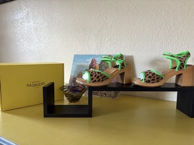 Swedish Hasbeens  Size 39  Steppe Sandal Leopard/Neon Green NIB  Fantastic Item  - Image 1 of 4