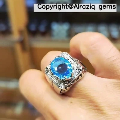 Xmas Original London Blue Topaz Stone Natural Topaz Stone Sterling Silver Ring - Image 1 of 4