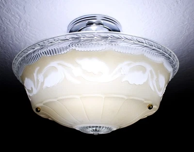 Candelabro antigo vintage dos anos 30 luminária de teto de vidro ~ DOCE! - Imagem 1 de 4