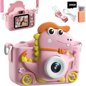 Macchina Fotografica Dinosauro per Bambini 2 1080P HD Selfie Fotocamera 32G - Foto 1 di 24